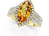 Yellow gold Marquise Cut Halo Pavé Diamond Engagement Ring with Split Shank and Four-Prong Setting_1