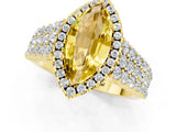 Yellow gold Marquise Cut Halo Pavé Diamond Engagement Ring with Split Shank and Four-Prong Setting_1