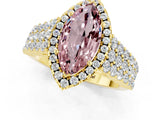 Yellow gold Marquise Cut Halo Pavé Diamond Engagement Ring with Split Shank and Four-Prong Setting_1