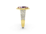 Yellow gold Marquise Cut Halo Pavé Diamond Engagement Ring with Split Shank and Four-Prong Setting_2