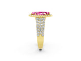 Yellow gold Marquise Cut Halo Pavé Diamond Engagement Ring with Split Shank and Four-Prong Setting_2