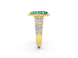 Yellow gold Marquise Cut Halo Pavé Diamond Engagement Ring with Split Shank and Four-Prong Setting_2