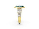 Yellow gold Marquise Cut Halo Pavé Diamond Engagement Ring with Split Shank and Four-Prong Setting_2