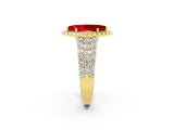Yellow gold Marquise Cut Halo Pavé Diamond Engagement Ring with Split Shank and Four-Prong Setting_2