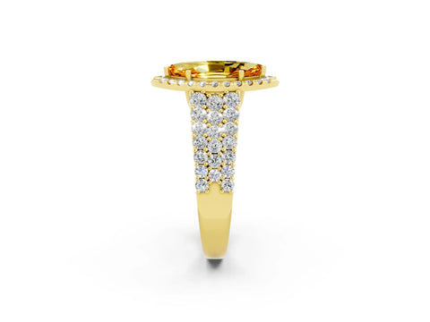 Yellow gold Marquise Cut Halo Pavé Diamond Engagement Ring with Split Shank and Four-Prong Setting_2