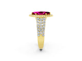 Yellow gold Marquise Cut Halo Pavé Diamond Engagement Ring with Split Shank and Four-Prong Setting_2