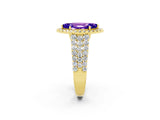 Yellow gold Marquise Cut Halo Pavé Diamond Engagement Ring with Split Shank and Four-Prong Setting_2