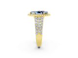 Yellow gold Marquise Cut Halo Pavé Diamond Engagement Ring with Split Shank and Four-Prong Setting_2