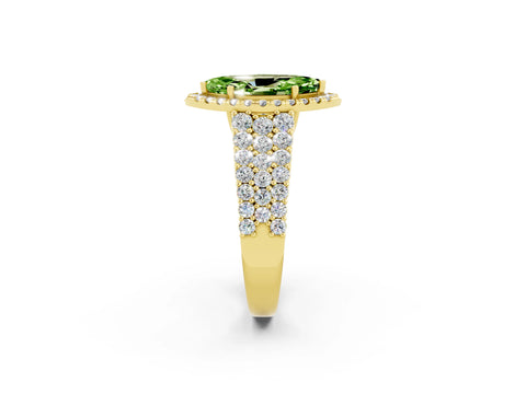 Yellow gold Marquise Cut Halo Pavé Diamond Engagement Ring with Split Shank and Four-Prong Setting_2