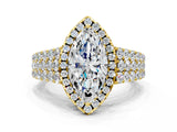 Yellow gold Marquise Cut Halo Pavé Diamond Engagement Ring with Split Shank and Four-Prong Setting_3