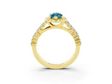 Yellow gold Marquise Cut Halo Pavé Diamond Engagement Ring with Split Shank and Four-Prong Setting_3