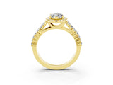 Yellow gold Marquise Cut Halo Pavé Diamond Engagement Ring with Split Shank and Four-Prong Setting_3