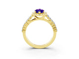 Yellow gold Marquise Cut Halo Pavé Diamond Engagement Ring with Split Shank and Four-Prong Setting_3