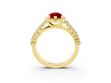 Yellow gold Marquise Cut Halo Pavé Diamond Engagement Ring with Split Shank and Four-Prong Setting_3