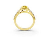 Yellow gold Marquise Cut Halo Pavé Diamond Engagement Ring with Split Shank and Four-Prong Setting_3