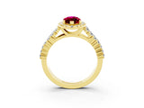 Yellow gold Marquise Cut Halo Pavé Diamond Engagement Ring with Split Shank and Four-Prong Setting_3