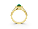Yellow gold Marquise Cut Halo Pavé Diamond Engagement Ring with Split Shank and Four-Prong Setting_3