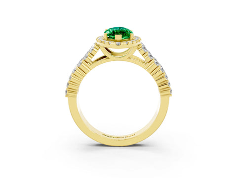 Yellow gold Marquise Cut Halo Pavé Diamond Engagement Ring with Split Shank and Four-Prong Setting_3