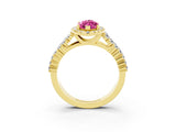Yellow gold Marquise Cut Halo Pavé Diamond Engagement Ring with Split Shank and Four-Prong Setting_3