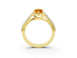 Yellow gold Marquise Cut Halo Pavé Diamond Engagement Ring with Split Shank and Four-Prong Setting_3