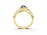 Yellow gold Marquise Cut Halo Pavé Diamond Engagement Ring with Split Shank and Four-Prong Setting_3