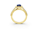 Yellow gold Marquise Cut Halo Pavé Diamond Engagement Ring with Split Shank and Four-Prong Setting_3
