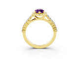 Yellow gold Marquise Cut Halo Pavé Diamond Engagement Ring with Split Shank and Four-Prong Setting_3
