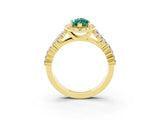 Yellow gold Marquise Cut Halo Pavé Diamond Engagement Ring with Split Shank and Four-Prong Setting_3