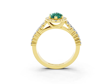 Yellow gold Marquise Cut Halo Pavé Diamond Engagement Ring with Split Shank and Four-Prong Setting_3