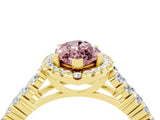 Yellow gold Marquise Cut Halo Pavé Diamond Engagement Ring with Split Shank and Four-Prong Setting_4