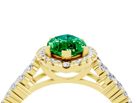 Yellow gold Marquise Cut Halo Pavé Diamond Engagement Ring with Split Shank and Four-Prong Setting_4