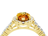 Yellow gold Marquise Cut Halo Pavé Diamond Engagement Ring with Split Shank and Four-Prong Setting_4