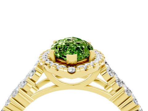Yellow gold Marquise Cut Halo Pavé Diamond Engagement Ring with Split Shank and Four-Prong Setting_4
