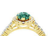 Yellow gold Marquise Cut Halo Pavé Diamond Engagement Ring with Split Shank and Four-Prong Setting_4