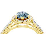 Yellow gold Marquise Cut Halo Pavé Diamond Engagement Ring with Split Shank and Four-Prong Setting_4