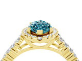 Yellow gold Marquise Cut Halo Pavé Diamond Engagement Ring with Split Shank and Four-Prong Setting_4