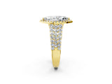 Yellow gold Marquise Cut Halo Pavé Diamond Engagement Ring with Split Shank and Four-Prong Setting_5