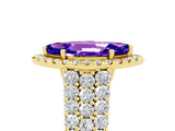 Yellow gold Marquise Cut Halo Pavé Diamond Engagement Ring with Split Shank and Four-Prong Setting_5