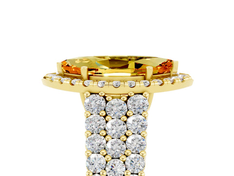 Yellow gold Marquise Cut Halo Pavé Diamond Engagement Ring with Split Shank and Four-Prong Setting_5