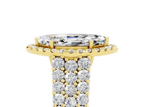 Yellow gold Marquise Cut Halo Pavé Diamond Engagement Ring with Split Shank and Four-Prong Setting_5