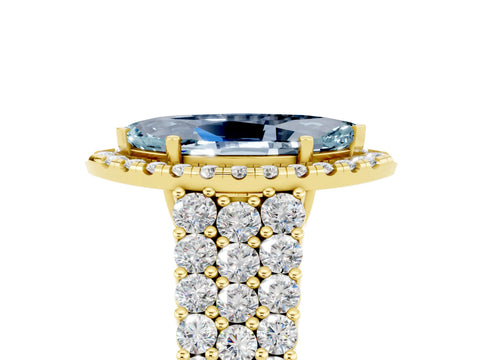 Yellow gold Marquise Cut Halo Pavé Diamond Engagement Ring with Split Shank and Four-Prong Setting_5