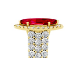 Yellow gold Marquise Cut Halo Pavé Diamond Engagement Ring with Split Shank and Four-Prong Setting_5