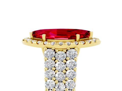 Yellow gold Marquise Cut Halo Pavé Diamond Engagement Ring with Split Shank and Four-Prong Setting_5