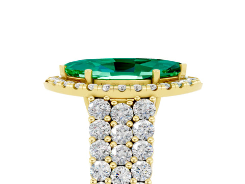 Yellow gold Marquise Cut Halo Pavé Diamond Engagement Ring with Split Shank and Four-Prong Setting_5