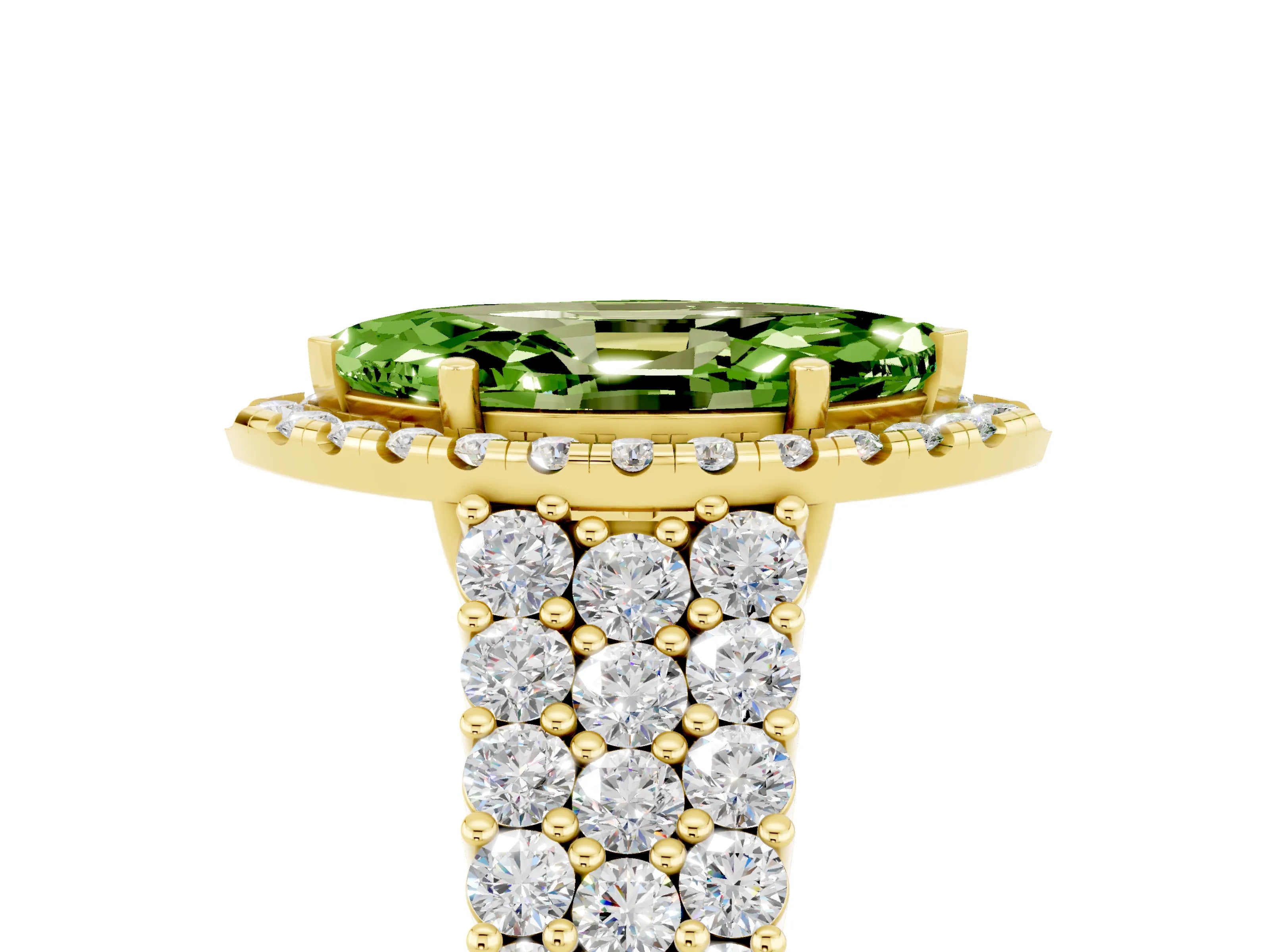 Yellow gold Marquise Cut Halo Pavé Diamond Engagement Ring with Split Shank and Four-Prong Setting_5