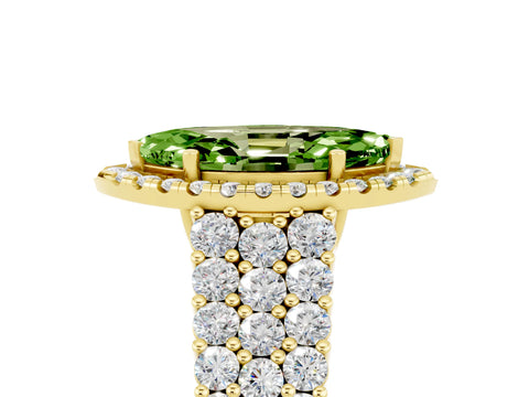 Yellow gold Marquise Cut Halo Pavé Diamond Engagement Ring with Split Shank and Four-Prong Setting_5