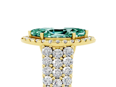Yellow gold Marquise Cut Halo Pavé Diamond Engagement Ring with Split Shank and Four-Prong Setting_5