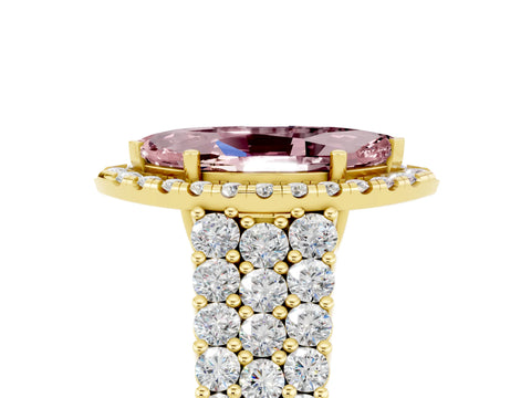 Yellow gold Marquise Cut Halo Pavé Diamond Engagement Ring with Split Shank and Four-Prong Setting_5