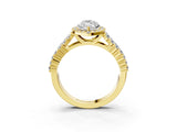 Yellow gold Marquise Cut Halo Pavé Diamond Engagement Ring with Split Shank and Four-Prong Setting_6
