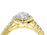 Yellow gold Marquise Cut Halo Pavé Diamond Engagement Ring with Split Shank and Four-Prong Setting_7